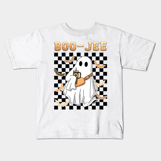 Spooky Season Cute Ghost Halloween Costume Boujee Boo-Jee Kids T-Shirt by JennyArtist